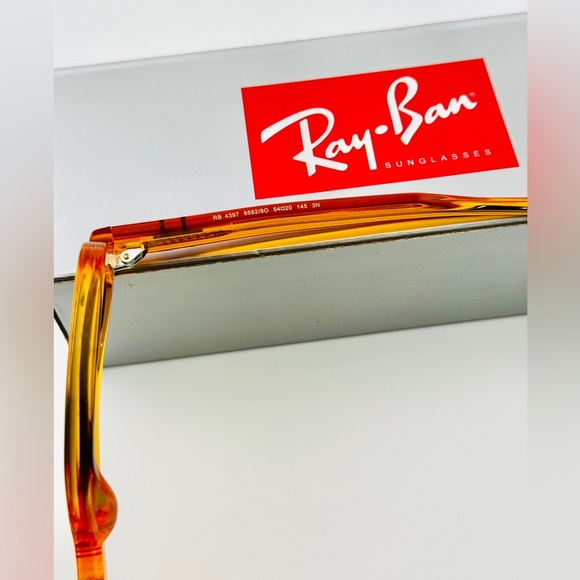 Ray-Ban Corrigan Bio based Sunglasses RB4397 Transparent Yellow Frame Gray Lens - Picture 11 of 13